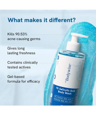 RUVYAA Be Bodywise 1% Salicylic Acid Body Wash 375 ml | Refreshing Showering Gel that Helps to Prevent Body Acne & Cleanse Skin | Paraben and SLS free - Buy Online on GoSupps.com