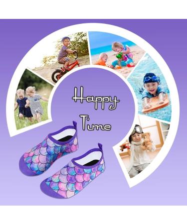 Kids Water Shoes | Lightweight Aqua Socks for Boys & Girls | Non-Slip Swim Shoes for Beach & Pool | Toddler Size 1-2 Little Kid | BT-YL/Pink-Purple - Buy Online on GoSupps.com
