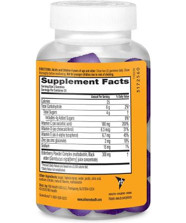 Airborne Elderberry + Zinc Immune Support Gummies - 50ct Elderberry Flavor - Buy Online on GoSupps.com