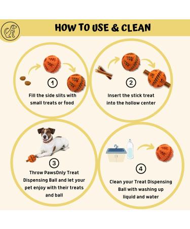 Pawsonly Dog Ball for Small & Big Dogs | Feeding & Intelligence Toy | 6cm Orange Natural Rubber | Dental Care & Puppy Toy - Buy Online on GoSupps.com