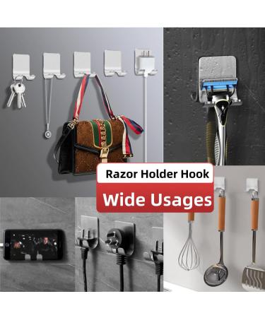 Elegance-Go Razor Holder & Multi-Purpose Hooks - Self-Adhesive No Drilling Stainless Steel Shower Organizer for Bathroom Kitchen & Office - 4 Piece Set - Buy Online on GoSupps.com