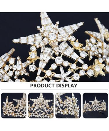 Lurrose Rhinestone Crown Tiara Headband for Brides & Girls - Golden Bridal Star Crown for Wedding Birthday Party & Prom - Buy Online on GoSupps.com