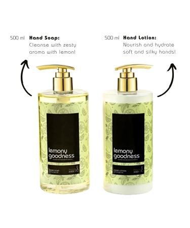 Luxury Lemon Citrus Hand Soap Set - 16 fl oz Aromatic Nourishing Formula in Wooden Holder | Perfect Mother's Day Gift for Mom - Soft & Clean Skin - Buy Online on GoSupps.com