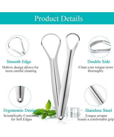 Premium Stainless Steel Tongue Cleaner Set - 3 Piece Tongue Scraper Kit with Storage Case | Reduces Bad Breath & Promotes Fresh Breath - Buy Online on GoSupps.com