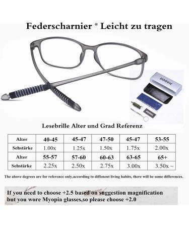 DOOViC Blue Light Filter Computer Reading Glasses for Unisex TR259-C | Available in 9 Colors | Blue+Grey 2.0x Magnification - Buy Online on GoSupps.com