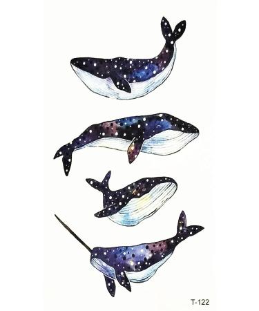 ONCEX Mini 3 Sheets Realistic Whale Temporary Tattoos - Body Painting Stickers for Men and Women - Lower Back, Shoulder, Neck, Arm - 3D Fashion Design - Buy Online on GoSupps.com