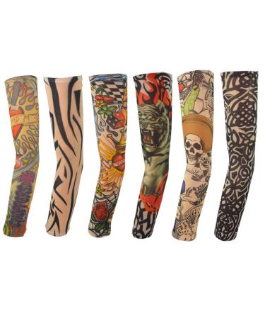 Hmxpls 6 Pcs Tattoo Compression Sleeve  Arm Sleeves Tattoo  Tatto Sleeve Covers  Temporary Tattoo Sleeves  Sunscreen Sleeves. Type-1