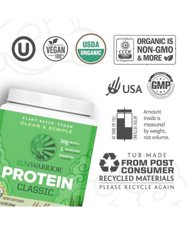 Sunwarriorr Brown Rice Protein Powder with Amino Raw Rice Protein Shake Gluten Free Low Carb Dairy Free | Plant Based Classic Sprouted Brown Rice Protein Powder Unflavoured 375g - Buy Online on GoSupps.com