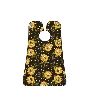 Sunflower Skull Eyes Beard Bib Sugar Skull Flower Beard Hair Catcher Non Stick Grooming Cloth for Shaving and Trimming Salon Cape Apron Gifts for Men