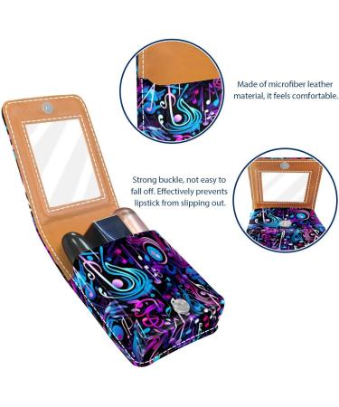 Travel Lipstick Organizer Case | Portable Makeup Bag with Mirror | Colorful Musical Notes Design - Buy Online on GoSupps.com