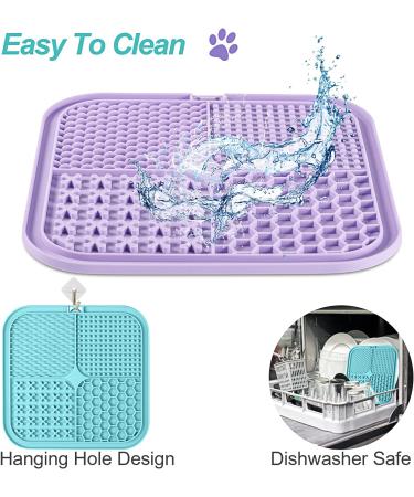 2 Pack Feeding Mat for Dogs & Cats | Slow Feeder & Non-Slip Design | Anxiety Relief & Training | Perfect for Yogurt & Peanut Butter | Blue & Purple - Buy Online on GoSupps.com