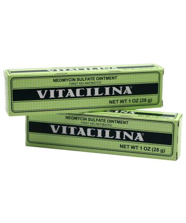 VITACILINA, First Aid Skin Ointment, Helps Treat Minor Scrapes, Cuts, Burns, 2-Pack of 1 Oz, 2 Tubes.