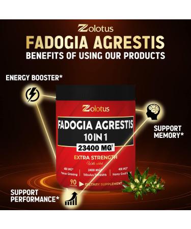 23400mg Fadogia Agrestis 10 in 1 Supplement with Maca, Tribulus, Horny Goat Weed - Energy & Stamina Booster for Men & Women - Buy Online on GoSupps.com