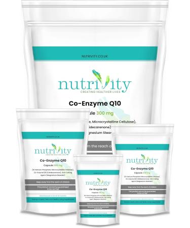 Nutrivity CoQ10 300mg Vegan Capsules - High Strength Ubiquinone Supplement - Made in UK (30 Count) - Buy Online on GoSupps.com