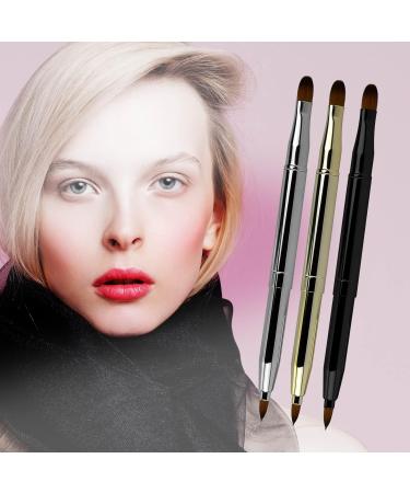 Retractable Dual End Lip Brush with Cap - Portable Makeup Brush for Lip Contours and Concealer - Perfect Christmas Gift (Silver) - Buy Online on GoSupps.com