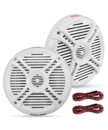 Pyle Dual 6.5 Waterproof Rated Speakers for Marine Onboard Audio Entertainment System (White Color) Standard Packaging