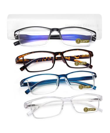 LUFF 4Pcs Anti-Blue Ray Reading Glasses Portable Ultralight Readers 0.0X Multicolor