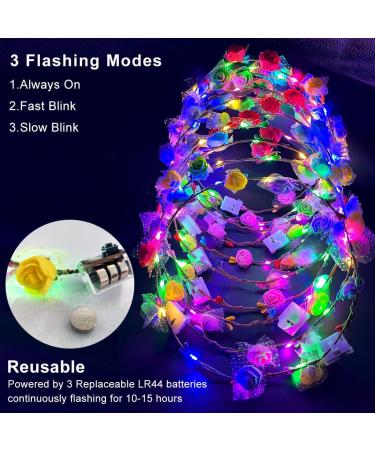 PRmnov LED Flower Crowns 10 Light up Headband Festival Headband Light up Festival Accessories Christmas Halloween Holiday Accessories Woman Child (Mixed Colours Small Flowers) Mixed Colours Small flowers - Buy Online on GoSupps.com