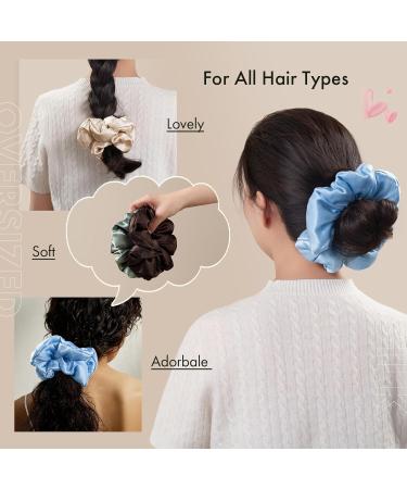 LILYSILK Women's 100% Mulberry Silk Big Hair Scrunchies Ladies Pure Silk Filled Giant XL Ponytail Holder Oversized Elastic Hair Tie Band Large Jumbo Hair Bobble for Breakage Prevention(Ice Blue) - Buy Online on GoSupps.com