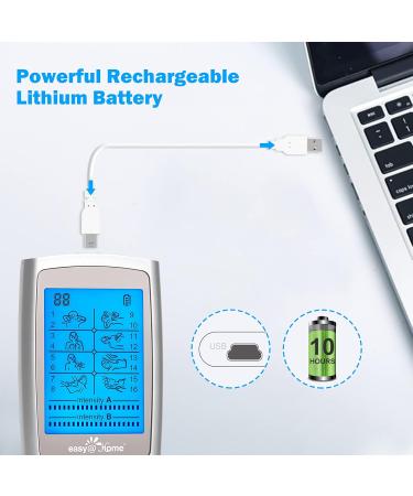 Easy Home Rechargeable TENS Unit & EMS Muscle Stimulator | 20 Intensity Levels 8 Massage Types 16 Modes | FSA Eligible Electronic Pulse Massager EHE029G-B - Buy Online on GoSupps.com