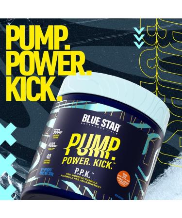 Blue Star Nutraceuticals P.P.K. Pre Workout Supplement - Energy Booster Nitric Oxide NO2 Booster Muscle Pumps & Hydration Support - Works After 1 Serving - 40 Servings (Orange Drink) - Buy Online on GoSupps.com