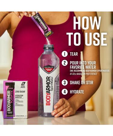 BODYARMOR Flash IV Lot de 6 paquets d' lectrolytes sans sucre m lange boisson sans sucre poudre d'eau de noix de coco hydratation pour l'entra nement essentiels de voyage il suffit d'ajouter Raisin 1.5 Ounce (Pack of 1) - Buy Online on GoSupps.com