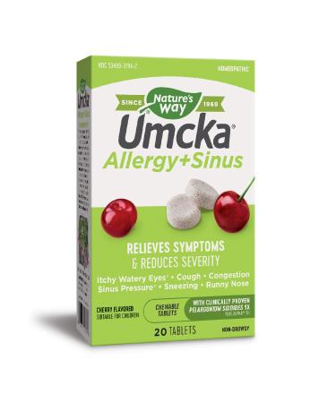 Nature's Way Umcka Allergy and Sinus Relief, Cherry Flavored, 20 Tablets
