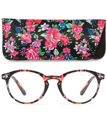 Magimodac women computer reading glasses blue light filter slightly round oval reading glasses computer glasses with prescription reading aid visual aid floral 2.0 dioptria