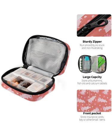 Buy Pfrewn 7-Day Pill Organizer Case - Cute Cartoon Axolotl Red Travel Pill Box | Portable Weekly Vitamin & Medicine Holder - Buy Online on GoSupps.com