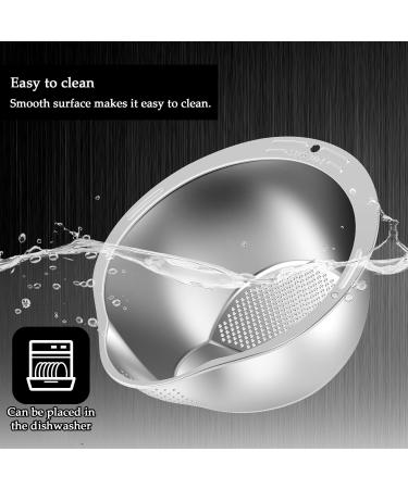 Rice Strainer 304 Stainless Steel Rice Washer Strainer Bowl 2 in 1 Rice Washer with Side Drainer Sturdy Enduring Rice Strainer for Cleaning Fruits Vegetables Beans CA(1 Silver) 1 Silver - Buy Online on GoSupps.com