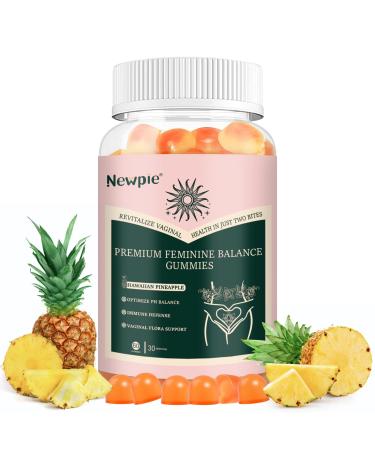 Premium Feminine Balance Gummies for Women Pineapple Gummies for Women ph Health Immune Support Vegan, Gluten-Free & Halal-60 Gummies-30 Servings (1)
