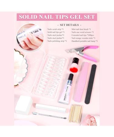 Lnhgh Gel Extension Nail Kit Artificial Extension Nail Set With Tips For Girls | With Nail Gel Nail Paint Brush Nail Scrub Strip Nail Scissors Nail Tips Nail Lamp Transparent Tips Nails Set - Buy Online on GoSupps.com