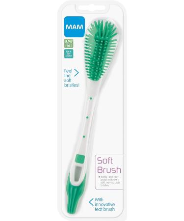 MAM Soft Baby Bottle & Teat Brush with Hanging Hole - Non-Scratch Cleaning Tool - Buy Online on GoSupps.com