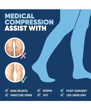 Buy Absolute Support Opaque Compression Stockings for Men - Class 2 (20-30 mmHg) - Black Graded Compression Socks for Varicose Veins & Lymphedema - 7XL - Buy Online on GoSupps.com