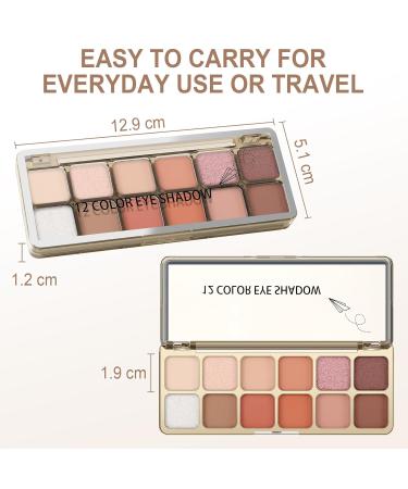 Boobeen 12 Shades Eyeshadow Palette | High Pigmented & Blendable Natural Eye Makeup | Matte & Shimmer Finishes | Perfect for Women | All-Day Wear - Buy Online on GoSupps.com