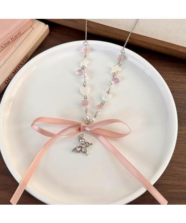 Cute Butterfly Necklace for Women & Girls | SOUTHJIELING Bow Necklace in Rose - Shop Now! - Buy Online on GoSupps.com