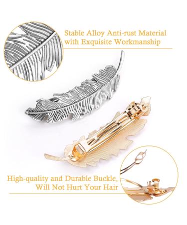 MELLIEX 4-Piece Vintage Leaf Feather Hair Clips - Elegant Hair Accessories for Weddings & Parties | Perfect Gift for Girls - Buy Online on GoSupps.com