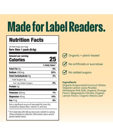 NOOMA - Hydrating Electrolyte Mixes - Hydration Powder Packets - Organic & No Added Sugars - Rapid Hydration - No Caffeine 25 Calories & 760mg Electrolytes - Citrus - Pack of 20 (0.32oz Each) - Buy Online on GoSupps.com