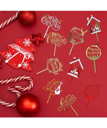 VIDELLY 10Pieces Christmas Acrylic Cake Topper Gold Merry Christmas Cake Toppers Christmas Cupcake Toppers Picks Party Props Xmas Holiday Cupcake Picks Christmas Theme Cupcake Topper Celebration Deco - Buy Online on GoSupps.com