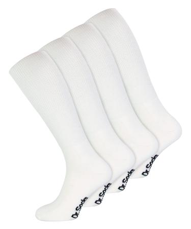 Bamboo Knee High Diabetic Socks | Dr. Socks | Extra Wide Long Non Elastic Socks 13-15 White