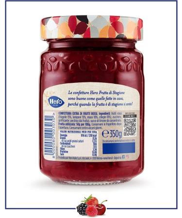 Italian Gourmet E.R. Hero Seasonal Red Fruit Jam 8 x 350g Jam & Extra Jam with Last Season Harvested Fruit High Quality Fruit Traditional Method - Buy Online on GoSupps.com