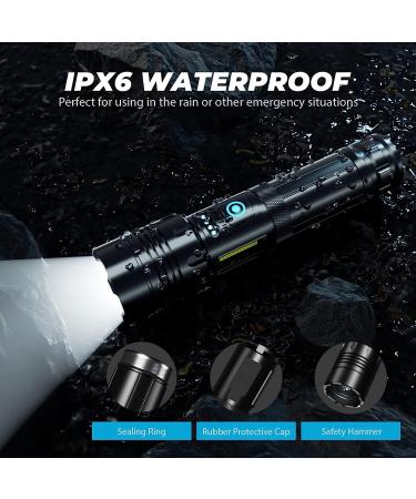 120000 Lumen Rechargeable LED Flashlight | Super Bright, 7 Modes, COB Work Light | IPX6 Waterproof Handheld Flashlight for Emergencies, Camping, Hiking - Buy Online on GoSupps.com