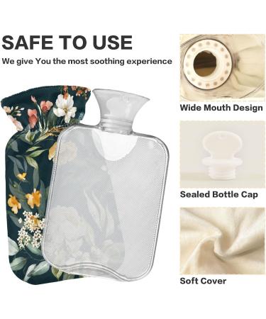 Shop Naanle Hot Water Bottle with Lid - Transparent Floral Design for Pain Relief & Warmth | 1L - Ideal for Back Hands Feet & Neck Therapy - Buy Online on GoSupps.com