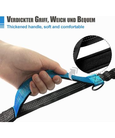 Snocyo Jogging Leash for Dogs | Elastic & Reflective Leash for Medium & Large Dogs | Double Handle & Waist Belt | Black & Blue - Buy Online on GoSupps.com