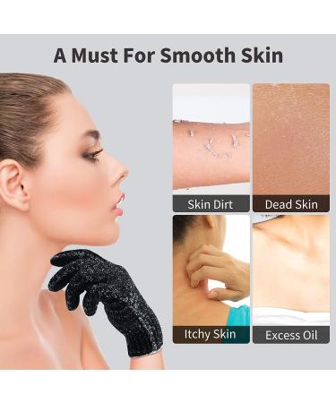 Exfoliating Shower Gloves - 4 Pairs (8 Pcs) Premium Body Scrubber for Spa, Massage & Dead Skin Removal - Deep Cleaning Black - Buy Online on GoSupps.com
