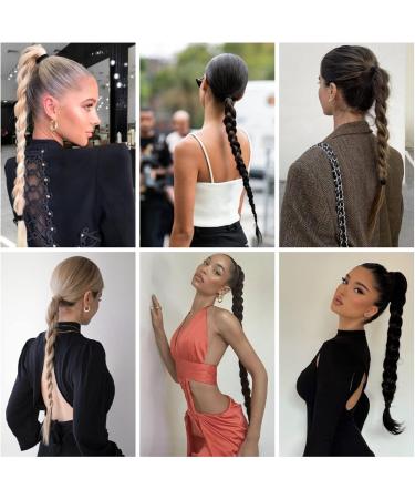 Ponytail Extensions 26 Inch Black Brown Ponytail Wig Hair Extension Boxing Braids Long Synthetic Ponytail and Rubber Band Wrapped Ponytail for Women(Color:4) - Buy Online on GoSupps.com