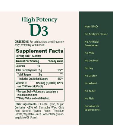 Nature s Bounty Vitamin D 5000 IU Gummies Vitamin D3 High Potency Immune Support & Bone Health Supplement 5000 IU in 1 Gummy Strawberry Flavor 2 month Supply 60 Vegetarian Gummies for Adults 60 Count (Pack of 1) - Buy Online on GoSupps.com