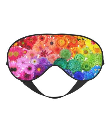 Rainbow Flowers Print Unisex Sleep Mask Double-Sided Eye Mask Ideal for Sound Sleep and Skin Care