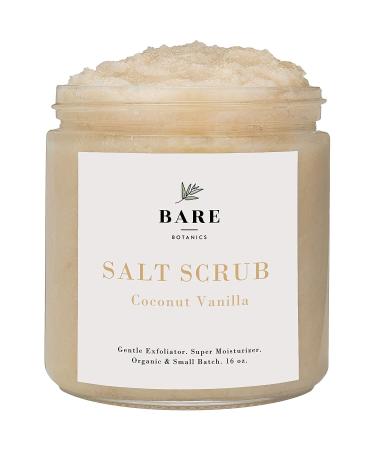 Bare Botanics Body Scrub (Coconut Vanilla) – Gentle Exfoliator & Super Moisturizer | Includes a Wooden Spoon | All Natural, No Synthetic Fragrances, No Nut Oils, Ready to Gift | Net Weight 24oz