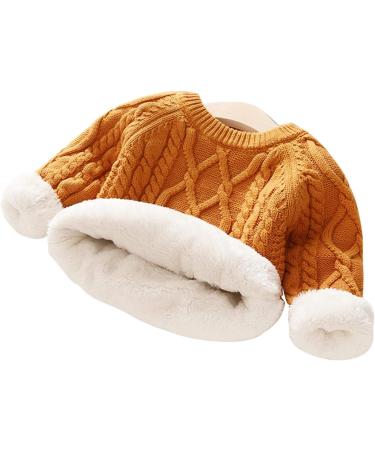 De feuilles Toddler Unisex Cable Knit Sweater with Warm Lining - Yellow (3-4 Years) - Buy Online on GoSupps.com